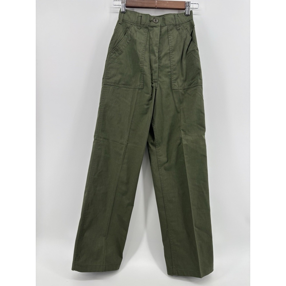 High-Rise Olive Green Wide-Leg Trousers